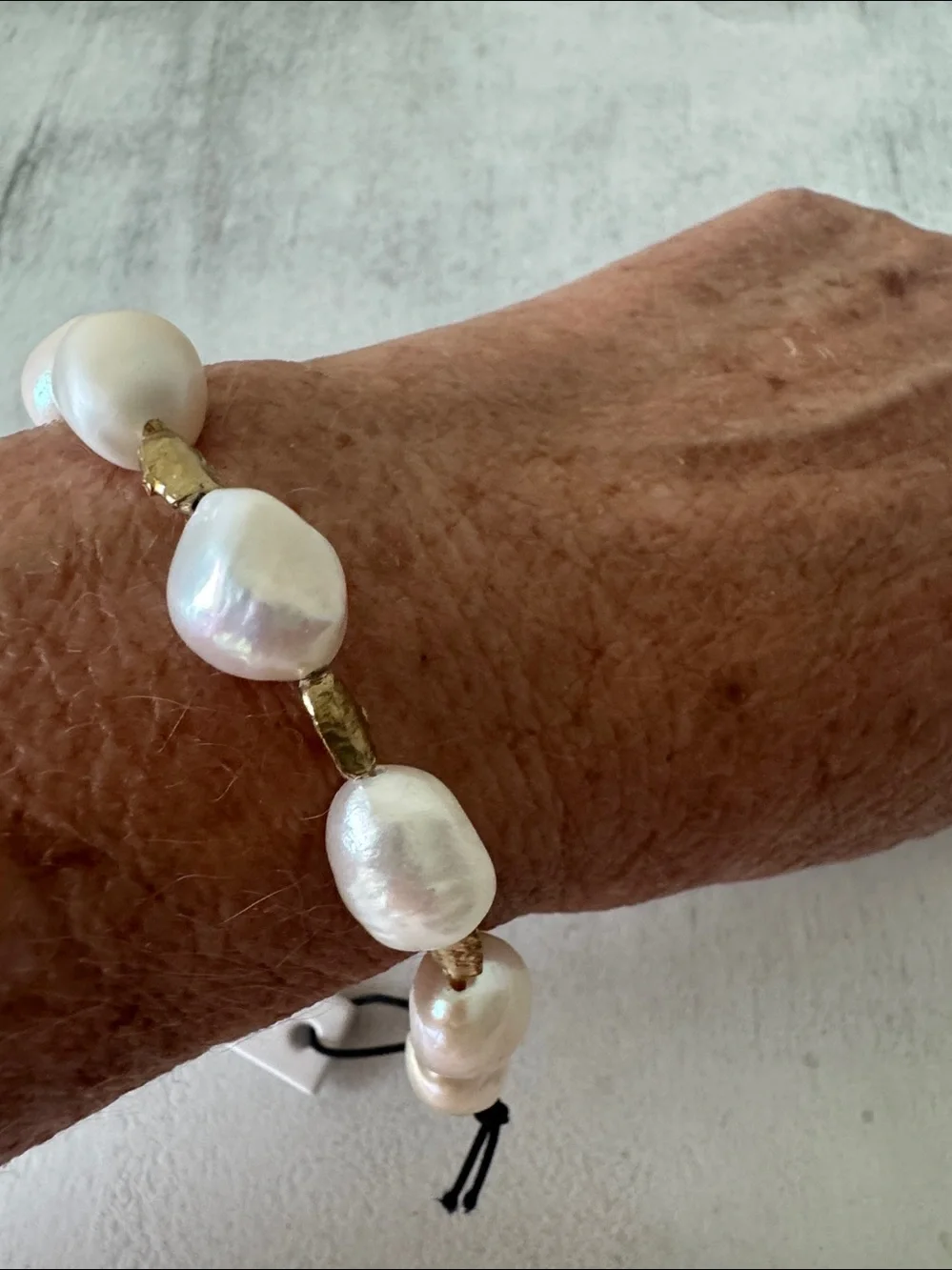 Noa Zuman Fresh Water Large Pearls Bracelet w Gold Plated Studs